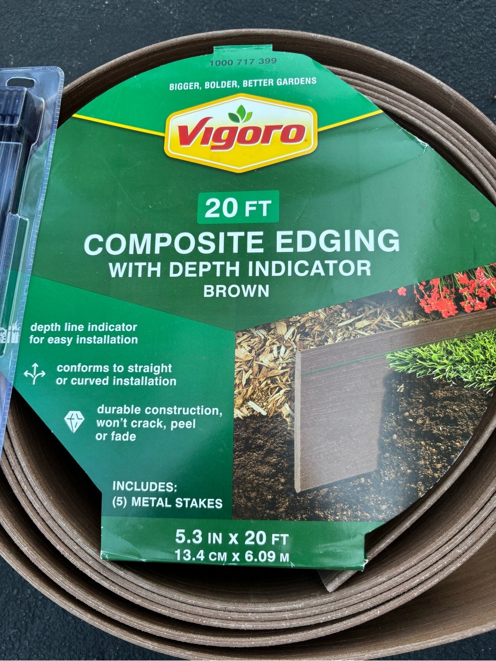 Vigoro Brown Composite Landscape Edging with Metal Stakes - 20 ft